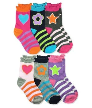 Jefferies Socks | Girls' Big Hearts/Daisies/Stripes Fashion Crew Socks 6 Pack,商家Zappos,价格¥111