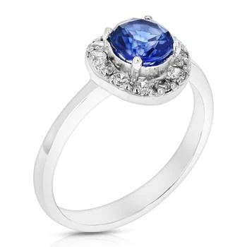 Vir Jewels | 0.80 cttw Created Blue Sapphire Ring .925 Sterling Silver Rhodium Round 6 MM,商家Premium Outlets,价格¥376