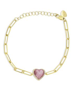 商品Meira T | 14K Yellow Gold Pink Amethyst Heart Paperclip Chain Bracelet,商家Bloomingdale's,价格¥7120图片