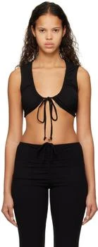 SKIMS | Black Soft Lounge Tie Front Crop Tank Top 