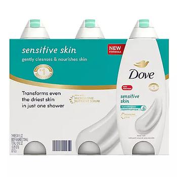 推荐Dove Nourishing Body Wash, Sensitive Skin (24 fl. oz., 3 pk.)商品