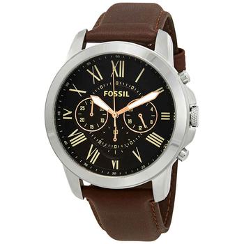 Fossil | Grant Chronograph Black Dial Brown Leather Mens Watch FS4813商品图片,5.1折