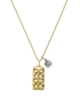 Coach | Quilted Logo Tag Pendant Necklace, 16" 满$100减$25, 满减
