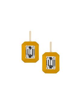 商品Queen 18K Yellow Gold, Rock Crystal, & Enamel Drop Earrings图片