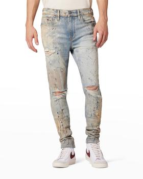 推荐Men's Zack Paint-Splatter Skinny Jeans商品