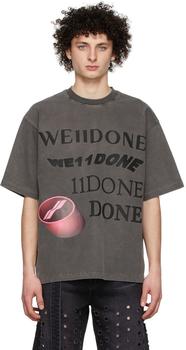 We11done | Grey Washed Logo T-Shirt商品图片,4.2折