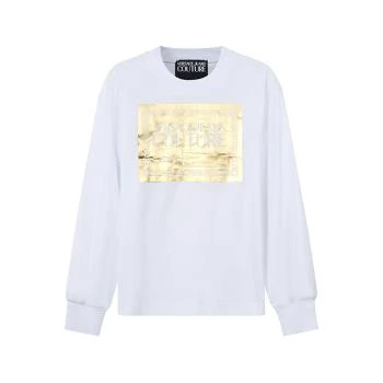 Versace | VERSACE JEANS COUTURE 女士白色棉质金色方框徽章图案圆领卫衣 71HAHT15-CJ00T-G03 包邮包税