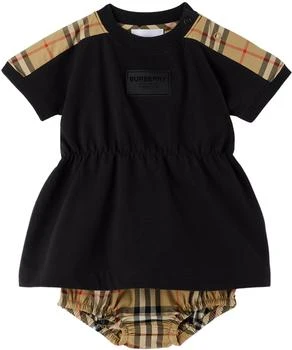 Burberry | 黑色 & 驼色格纹婴儿连衣裙 & 短裤套装 6.9折