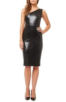 Love by Design | Linette One-Shoulder Faux Leather Cocktail Dress 4.7折