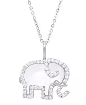 Macy's | Mother of Pearl Cubic Zirconia Elephant Pendant 18" Necklace in Silver Plate,商家Macy's,价格¥167