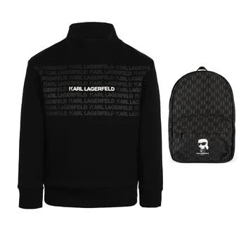 Karl Lagerfeld Paris | Turtle neck sweatshirt in black with logo details and backpack set,商家BAMBINIFASHION,价格¥2166