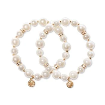 Charter Club | Gold-Tone 2-Pc. Set Pavé Rondelle & Imitation Pearl Beaded Stretch Bracelets, Created for Macy's,商家Macy's,价格¥133