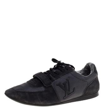 lv男鞋, [二手商品] Louis Vuitton | Louis Vuitton Black/Grey Canvas And Suede 'Stardust' Lace Up Sneaker Size 42.5商品图片 5.6折