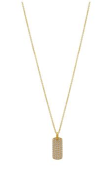ADORNIA | 14K Gold Plated Pavé Crystal Dog Tag Pendant Necklace商品图片,1.5折