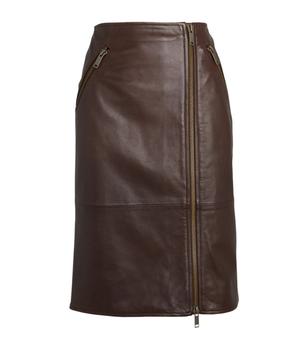 Weekend Max Mara | Leather Asymmetric Zip Skirt商品图片,独家减免邮费