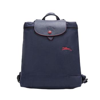 longchamp双肩包是什么牌子, Longchamp | LONGCHAMP 女士海军蓝色翻盖拉链红色刺绣奔马徽标双肩包 1699619-556商品图片 额外8.2折, 额外八二折