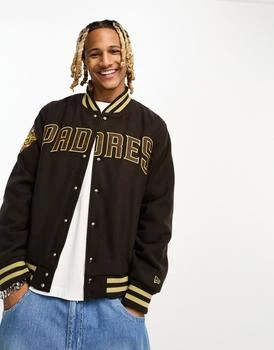 推荐New Era San Diego Padres varsity jacket in brown商品