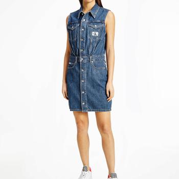 推荐Calvin Klein Jeans Women's Sleeveless Dress - Denim Medium商品