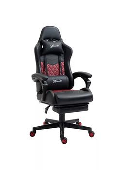 商品Vinsetto | Racing Gaming Chair Diamond PU Leather Office Gamer Chair High Back Swivel Recliner with Footrest Lumbar Support Adjustable Height Black,商家Belk,价格¥1707图片