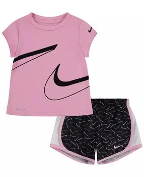 NIKE | Toddler Girls Dri-FIT Swoosh Logo Short Sleeve Tee and Printed Shorts Set,商家Macy's,价格¥106