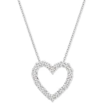 Macy's | Diamond Heart 18" Pendant Necklace (1/10 ct. t.w.) in Sterling Silver,商家Macy's,价格¥1487