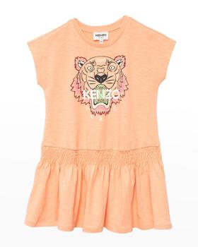 Kenzo | Girl's Tiger Short-Sleeve Smocked-Waist Dress, Size 6-12商品图片,3.7折
