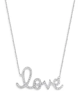 Sydney Evan | 14K White Gold Diamond Large Love Script Pendant Necklace, 18",商家Bloomingdale's,价格¥12722