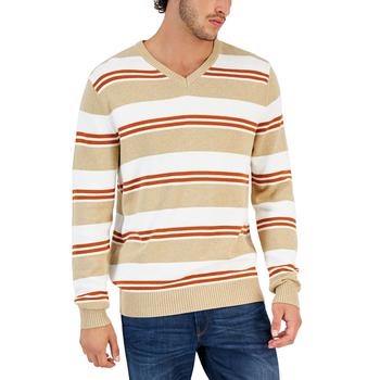 Club Room | Men's Striped V-Neck Sweater, Created for Macy's商品图片,5折