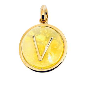 商品Gold Marbled Resin V Alphabet Charm图片