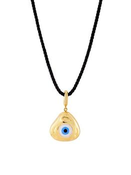 商品Lauren Rubinski | 14K Yellow Gold, Enamel, & Leather Evil Eye Pendant Necklace,商家Saks Fifth Avenue,价格¥7819图片