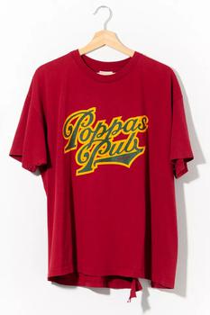 推荐Vintage 1990s Papas Pub Distressed Spell Out Graphic Red T-Shirt商品