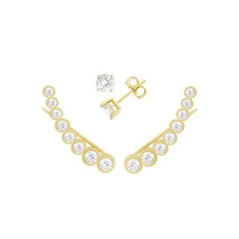Essentials | Cubic Zirconia Stud & Graduated Climber Set in Silver Plate or Gold Plate商品图片,3.5折