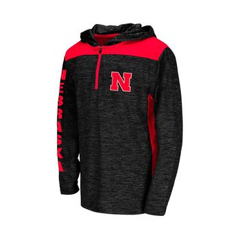 推荐Youth Boys Heathered Black Nebraska Huskers Quick Kick Quarter-Zip Hoodie商品