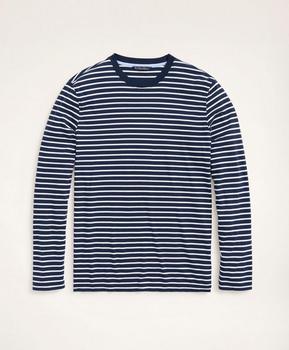 Brooks Brothers | Supima® Cotton Stripe Long-Sleeve T-Shirt商品图片,3.3折
