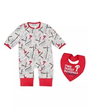 WEAR by Erin Andrews | Baby Boys and Girls Heather Gray Philadelphia Phillies Sleep and Play Full-Zip Sleeper Bib Set,商家Macy's,价格¥257