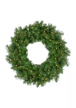 推荐Pre-Lit Vernon Pine Artificial Christmas Wreath 24-Inch Warm White LED Lights商品