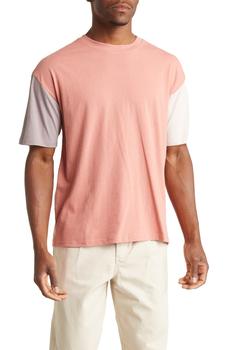 推荐Men's Boxy Colorblock Cotton T-Shirt商品