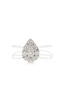 商品Persée - Women's The Floatting Pear Nylon 18K White Gold Diamond Ring  - Gold - US 4 - Moda Operandi - Gifts For Her图片