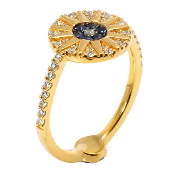 商品apm Monaco | Yellow Sterling Silver Blue Stones Tropical Sun Ring,商家Jomashop,价格¥488图片