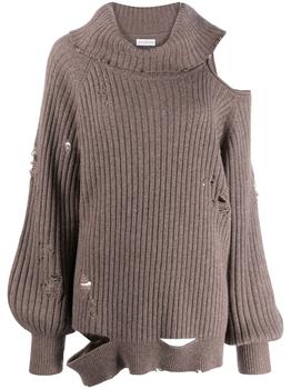 product distressed roll-neck jumper - women image