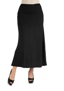 推荐Women's Elastic Waist Solid Color Maxi Skirt商品