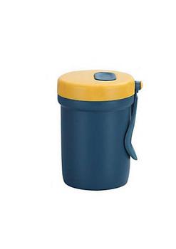 商品Wheat Straw Microwavable Lunch Box Thermos with Spoon- Green and Yellow (11.1oz/330ml)图片