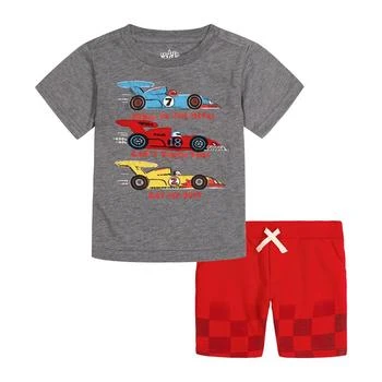 KIDS HEADQUARTERS | Little Boys Short Sleeve Racecar T-shirt and Printed French Terry Shorts, 2 Piece Set 4折