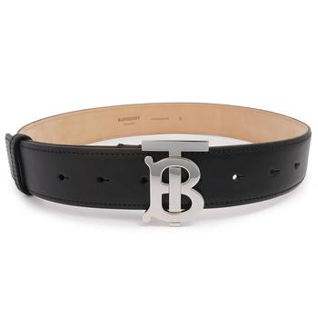加拿大巴宝莉皮带, Burberry | Ladies Black / Palladio TB Monogram Buckle Leather Belt商品图片 7.9折