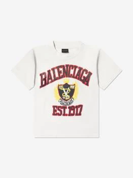 Balenciaga | Kids Varsity Logo T-Shirt in White 额外8折, 额外八折