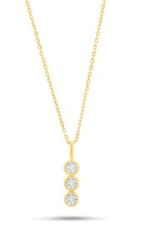 14k White or Yellow Gold 3 Stone Pendant Necklace with Cubic Zirconia and 18 Inch Adjustable Chain