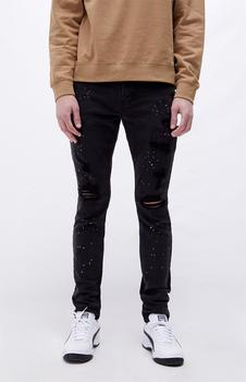 PacSun | Black Jayson Stacked Ripped Skinny Jeans商品图片,4.9折