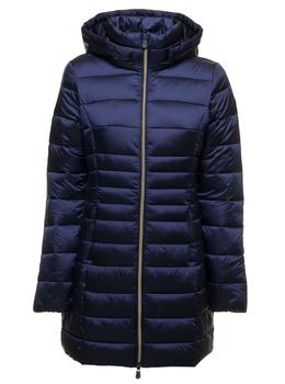 推荐Reese Blue Quilted Nylon Long Ecological Down Jacket Save The Duck Woman商品