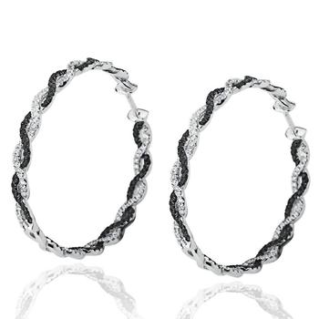 Suzy Levian | Suzy Levian Pave Cubic Zirconia Sterling Silver Infinity Twisted Hoop Earrings商品图片,3.4折