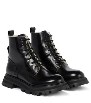 推荐Wander shearling-trimmed leather combat boots商品